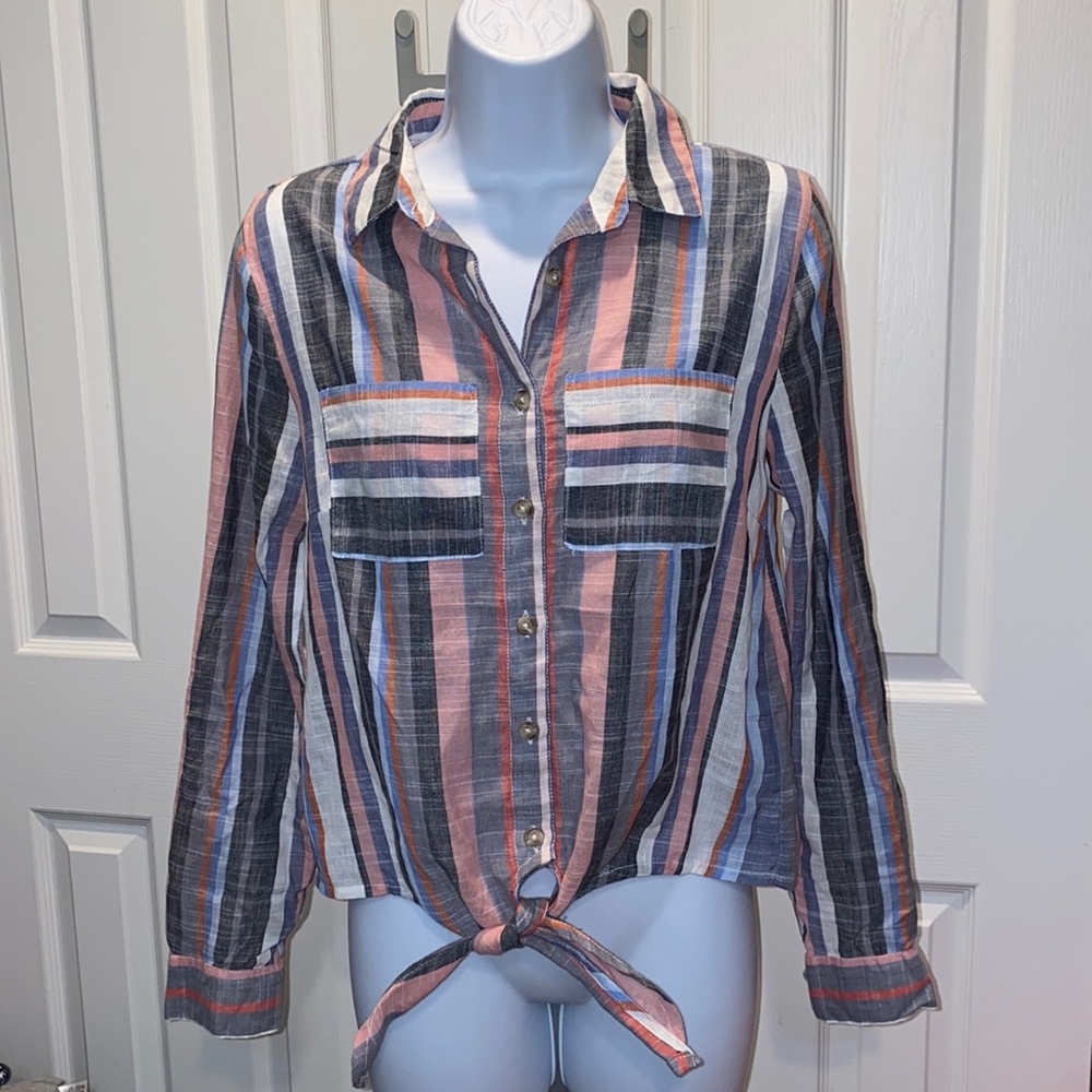Women's Harper Heritage multi colored button down shirt top blouse, sz XS